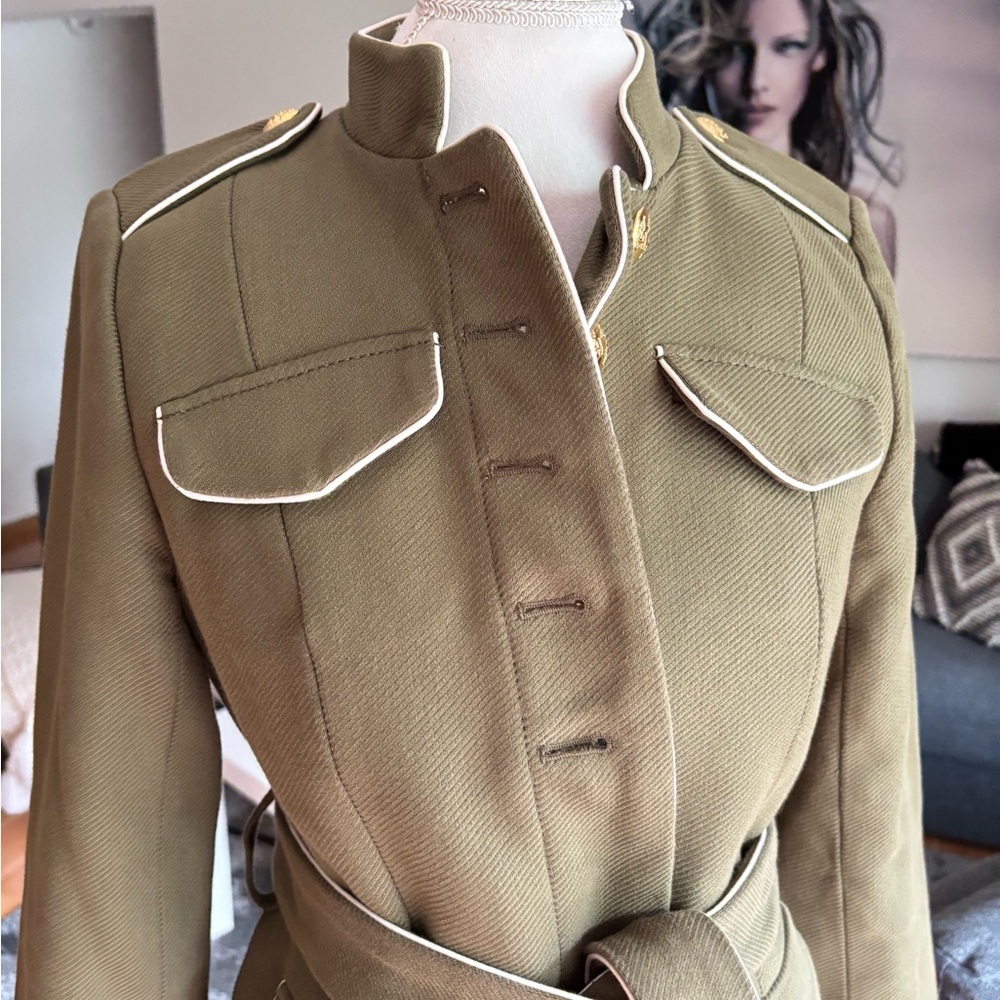 Banana Republic Green Military Jacket with Belted Waist - Picture 3 of 6